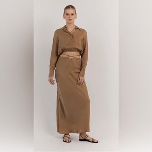 DISSH MIA WHEAT KEYHOLE MIDI SKIRT - 10 / WHEAT